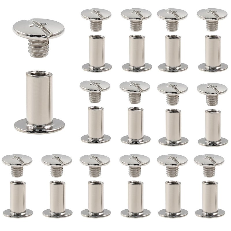 Hitefu 30 Set Phillips Head Chicago Screws for Leather, M4 x 10mm Book Binding Screws Post, 1/4 Inch Button Rivets for Bookbinding, Leather & Belt - Image 1